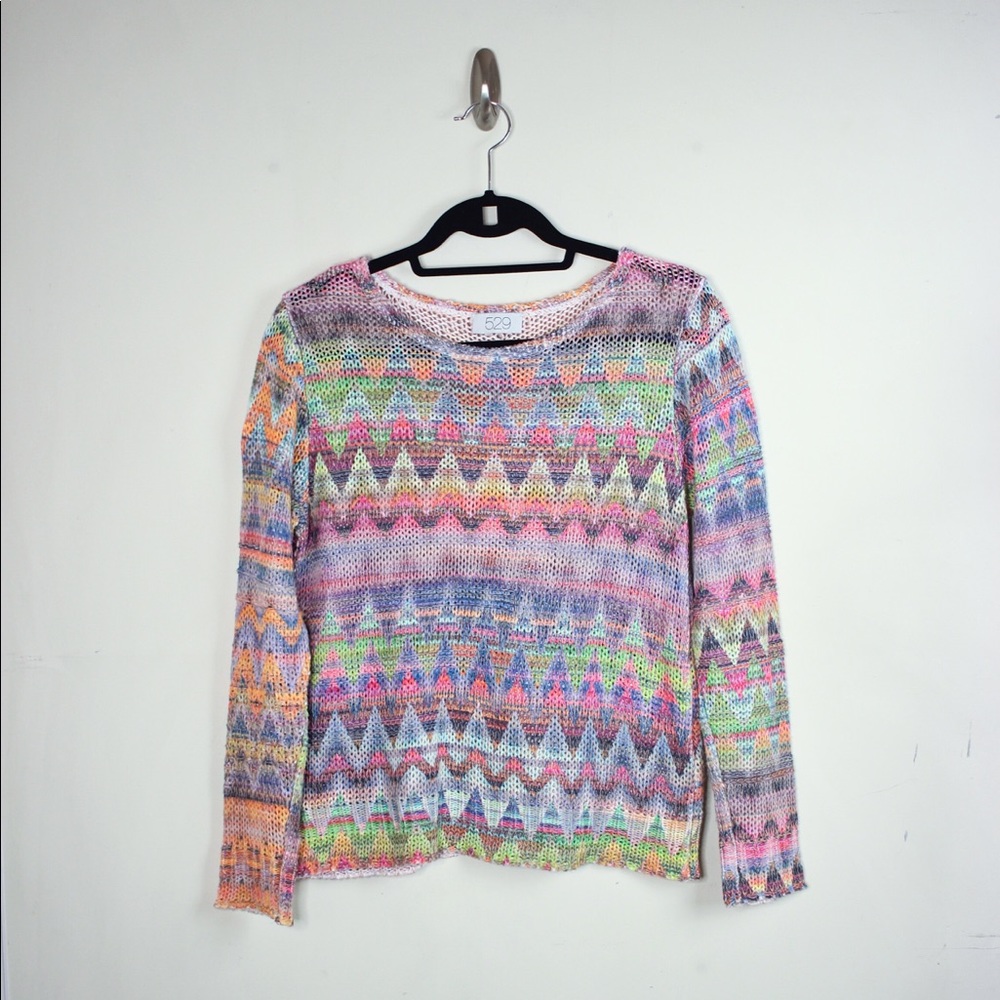 Sweater | multicolored knit round neck sweater